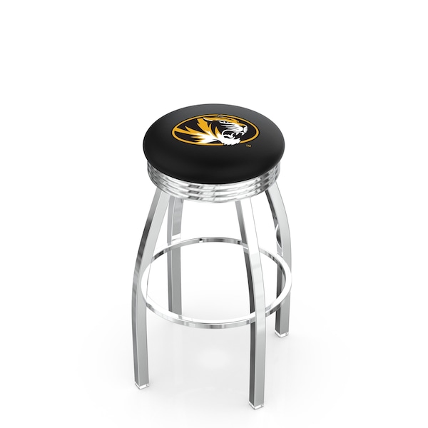25" Chrome Missouri Swivel Bar Stool, Accent Ring