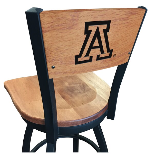 25" Blk Wrinkle Arizona Swivel Bar Stool, Laser Engraved Back