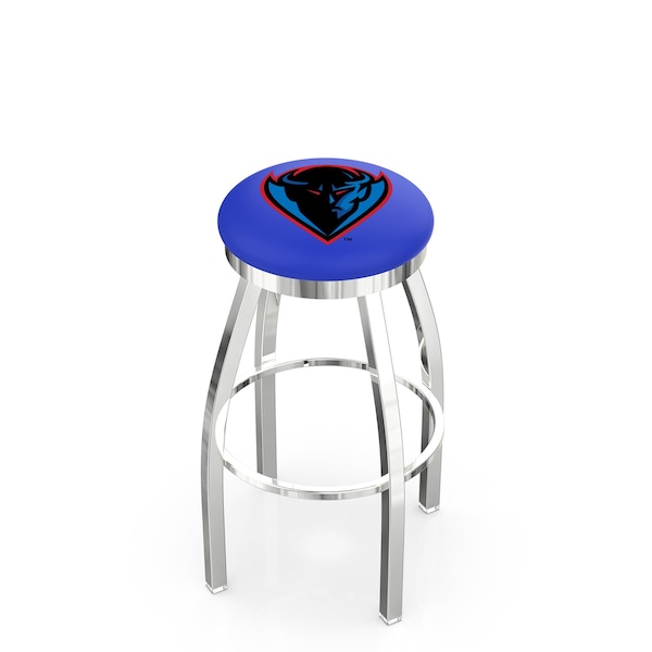 25" Chrome DePaul Swivel Bar Stool, Accent Ring