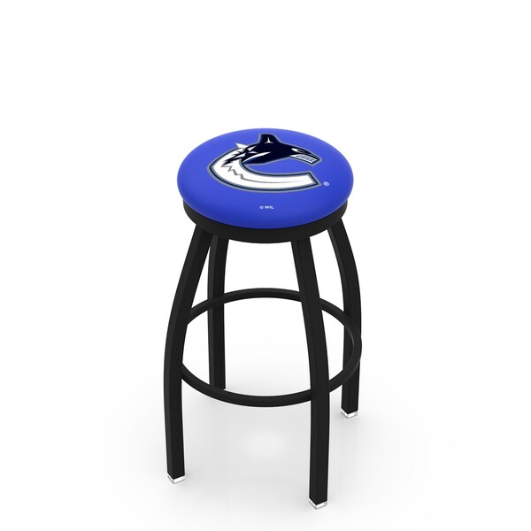 25" Blk Wrinkle Vancouver Canucks Swivel Bar Stool, Accent Ring
