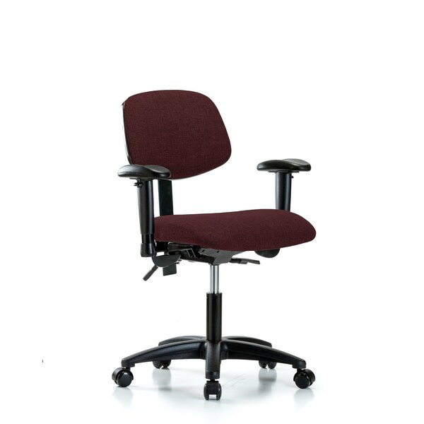 Desk Chair Desk Chair, Fabric, AA Casters, Bur, Adjustable Arms, 19" to 24" Height, Fabric, Burgundy