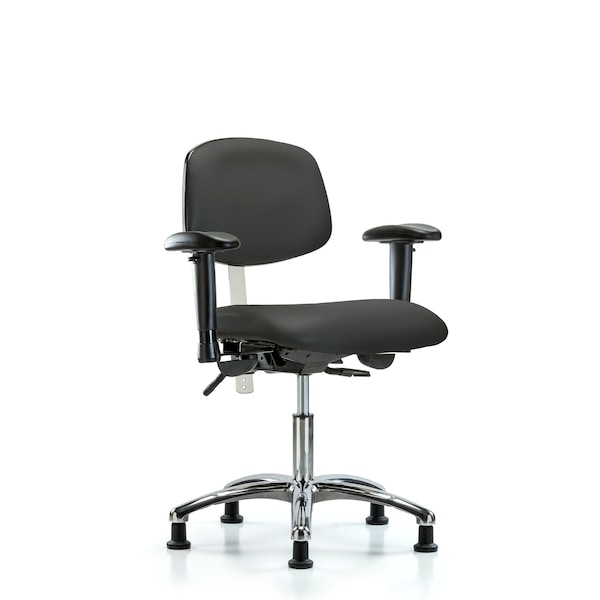 Clean Room Chair Desk Chair, Vin, Chr, Tilt, AA, Gld, Gry, CL100, Adjustable Arms, 18" to 23" Height