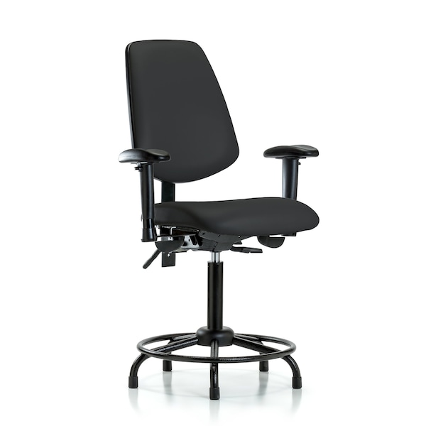 Medium Bench Chair Adjustable Arms, 22" to 29" Height, Vinyl, Black