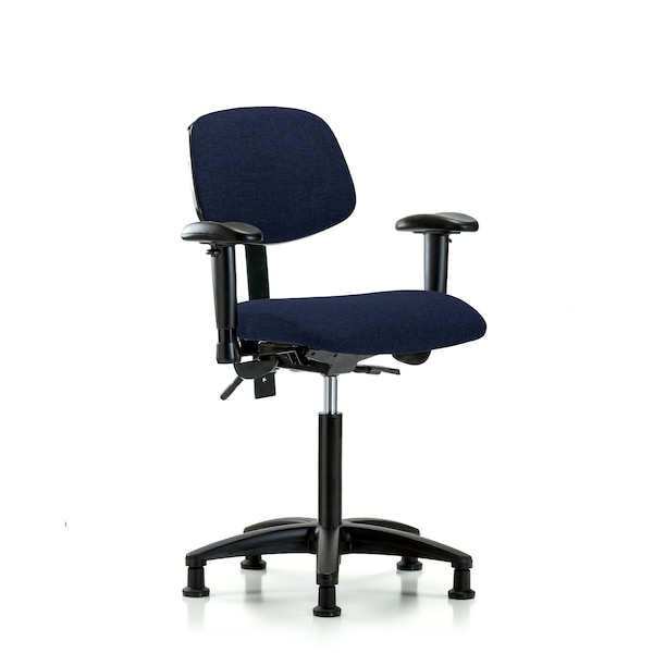 Chair, Fabric, Med Bench, AA Glides, Nav, 6-Way Adjustable, 22" to 29" Height, Dark Blue