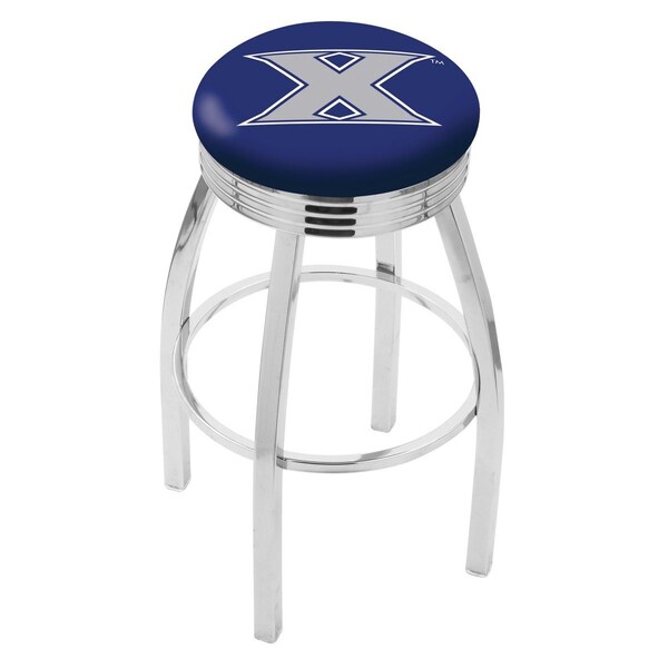25" Chrome Xavier Swivel Bar Stool, Accent Ring