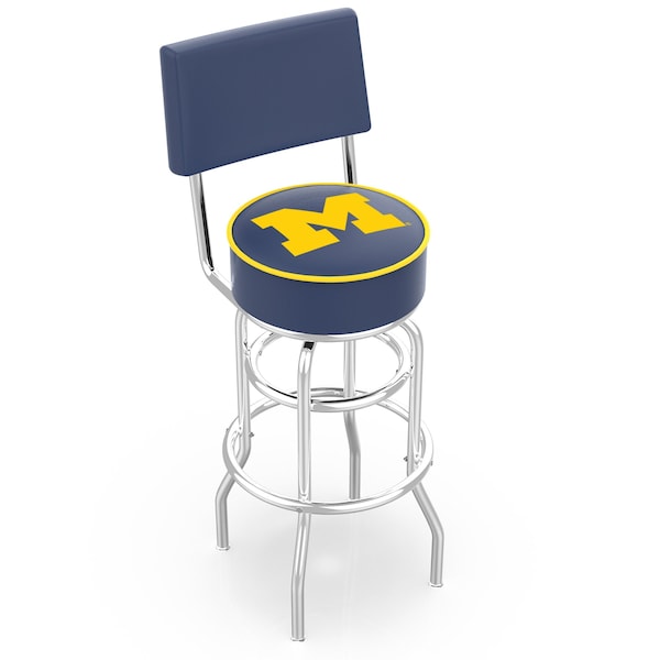 25" Chrome 2-Ring Michigan Swivel Bar Stool, Back