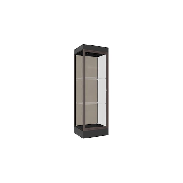 Lighted Floor Display Case 24x76x20, 6" Base, Bronze