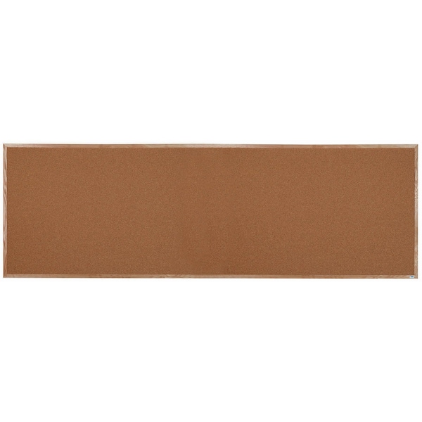 Natural Pebble Grain Cork Bulletin Board Oak Frame 48"x144"