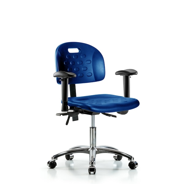 Poly Chair Chrome, Desk, Arms, Casters, Blue