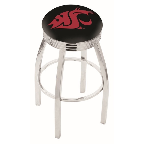 25" Chrome Washington State Swivel Bar Stool, Accent Ring