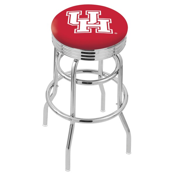 25" Chrome 2-Ring Houston Swivel Bar Stool, Accent Ring