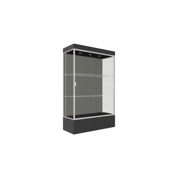 Lighted Floor Display Case 48x76x20, 12" Base, Satin