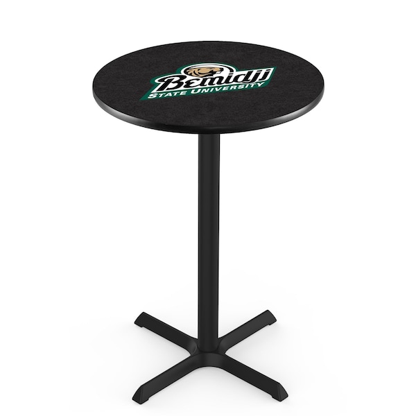 42" Blk Wrinkle Bemidji State Pub Table, 36" dia. Top