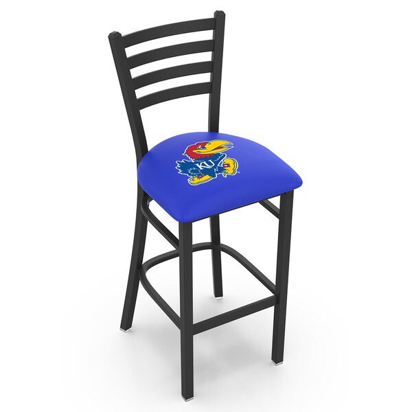 25" Blk Wrinkle Kansas Stationary Counter Stool, Ladder Back
