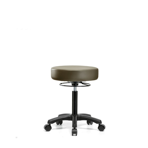Vinyl Mini-Stool, Med Bench, Casters, Taupe
