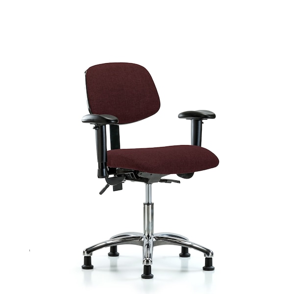 Desk Chair Desk Chair, Fabric, Chrome AA Glides, Bur, Adjustable Arms, 19" to 24" Height, Fabric