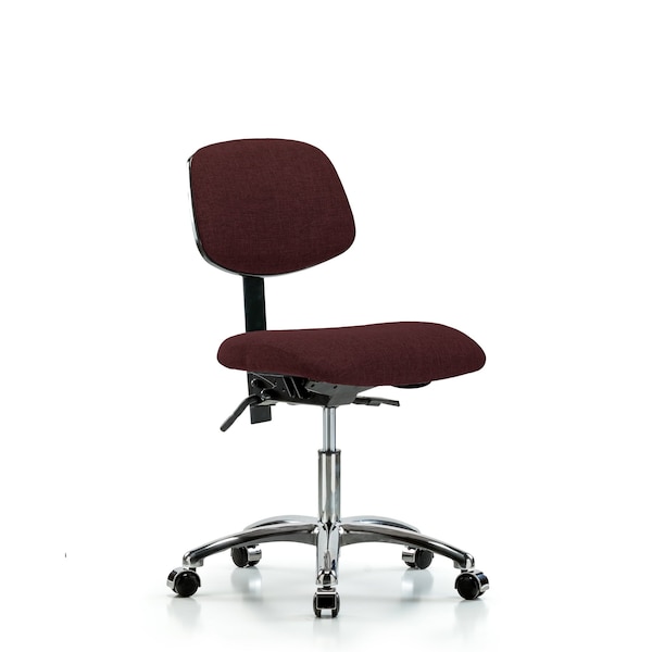 Desk Chair Desk Chair, Fabric, Chr Tilt Casters, Bur, No Arms, 19" to 24" Height, Fabric, Burgundy
