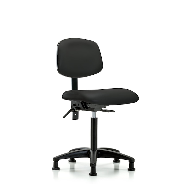Chair, Vinyl, Med Bench, Tilt Glides, Blk, No Arms, 22" to 29" Height, Black