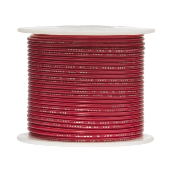 20 AWG Gauge UL1061 Stranded Hook Up Wire, 300V, 0057 Diameter, Red, 100 ft Length