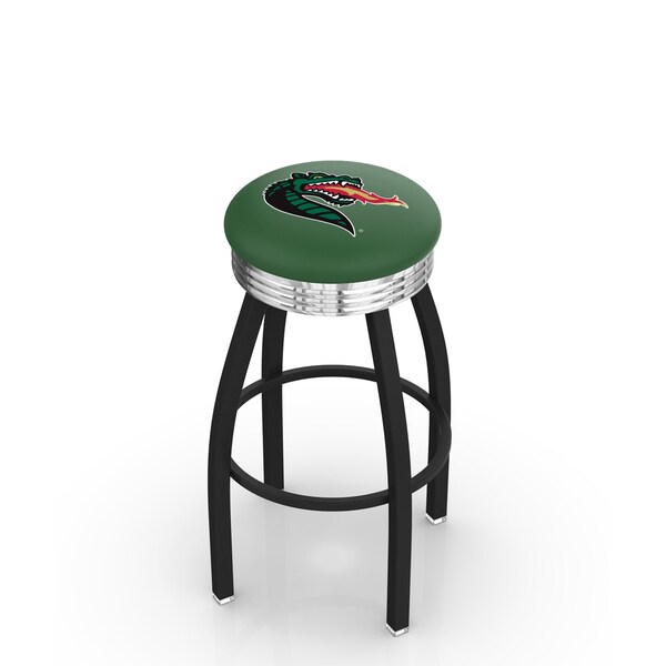 25" Blk Wrinkle UAB Swivel Bar Stool, Chrome Ring