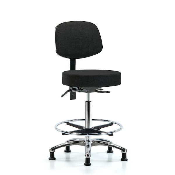 Ben Stool, Hi, Fab, Bk Chrome, CF Glides, Blk