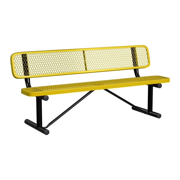 Bench/Back, Portable, 6ft., Yellow