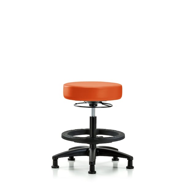 Bench Stool, Med, Vinyl, BF, Glides, Orange