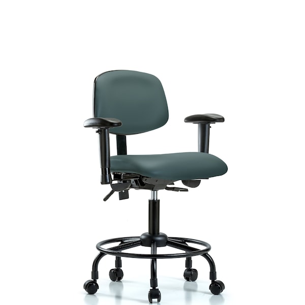 Desk Chair Desk Chair, RT AA, Casters Vinyl, Blu, Adjustable Arms, 21" to 26" Height, Vinyl