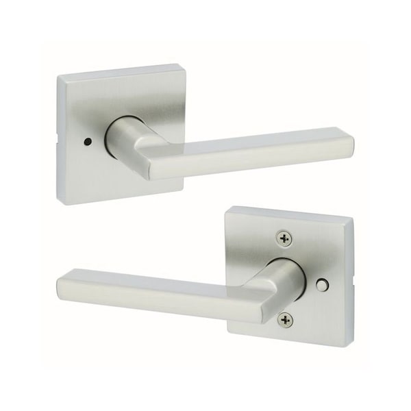 Halifax Lever , Square Rose New Chassis Privacy Door Lock , 6AL Latch, RCS Strike Satin Nickel Finish