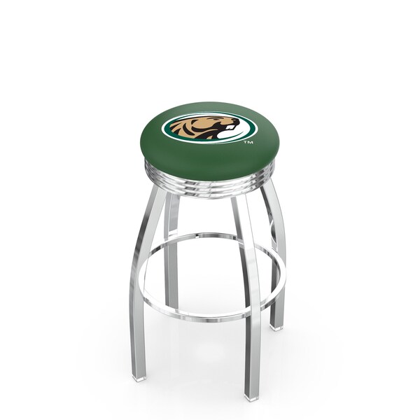 25" Chrome Bemidji State Swivel Bar Stool, Accent Ring