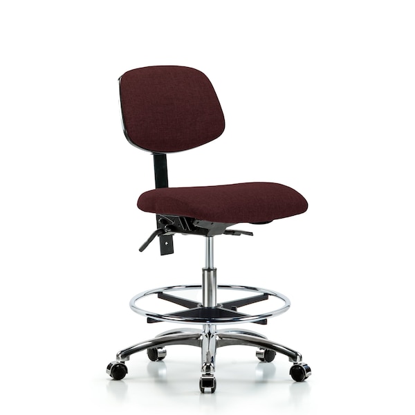Chair, Fab, Med Bench, Chr Tilt CF Cast, Bur, No Arms, 22" to 29" Height, Burgundy
