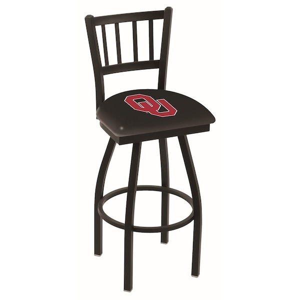 25" Blk Wrinkle Oklahoma Swivel Bar Stool, Jailhouse Back