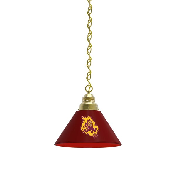 Arizona State Pendant Light, Brass Fixture, Sparky Logo