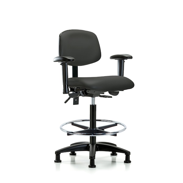 Chair, Poly, Med Bench, Chr Tilt AA CF Glid, 6-Way Adjustable, 26" to 35" Height, Charcoal
