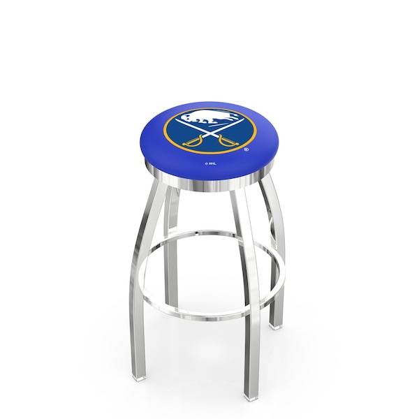 25" Chrome Buffalo Sabres Swivel Bar Stool, Accent Ring