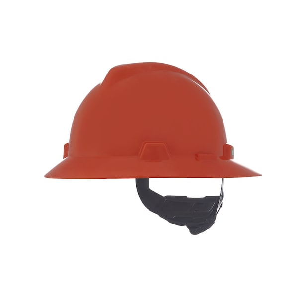 V-Gard Slotted Full Brim Hard Hat, Fas-Trac III Suspension, Type I, Class E, Orange