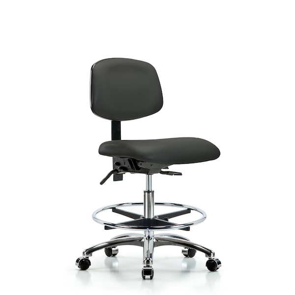 Chair, Vin, Med Bench, Chr Tilt CF Cast, Gry, No Arms, 22" to 29" Height, Charcoal