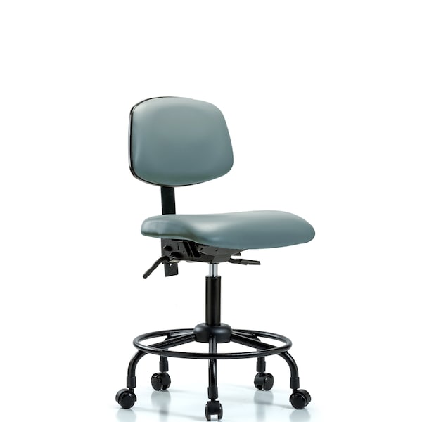 Vinyl Chair, Desk, Round Tube Base, Tilt, Casters, Storm