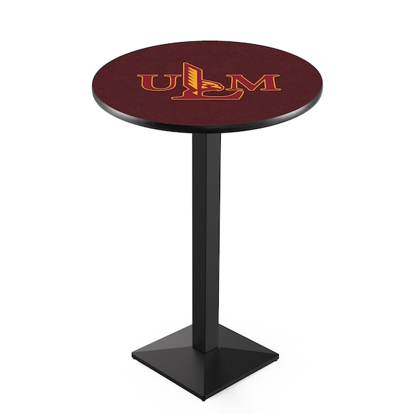 42" Blk Wrinkle Louisiana-Monroe Pub Table, 36" dia. Top