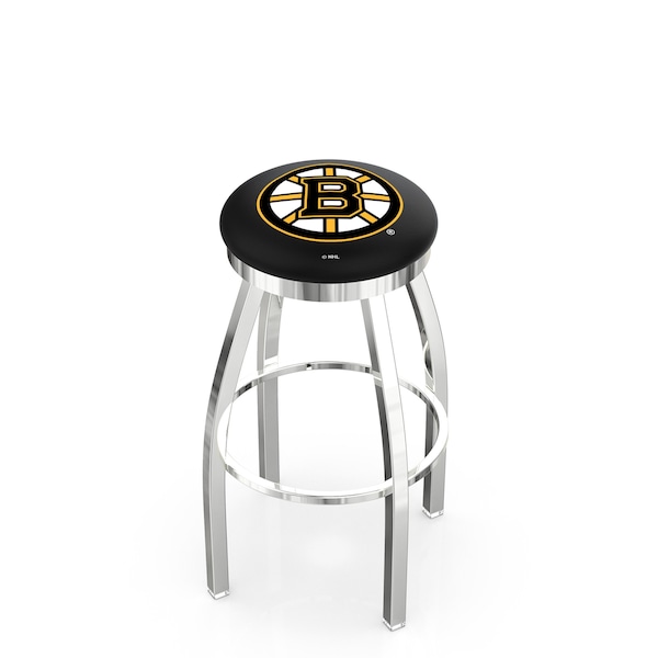 25" Chrome Boston Bruins Swivel Bar Stool, Accent Ring