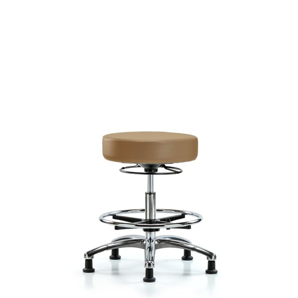 Vin Stool without Back Chr-Med Bench Ht with Chr Foot RingandStat Glides in Taupe Trailblazer Vin