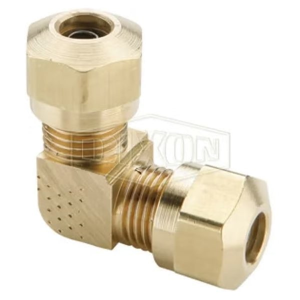 90Deg Air Brake Union Elbow, 13/16-18 x 5/8 in Nominal, Straight Thread End Style, Brass, Domestic