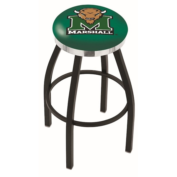 25" Blk Wrinkle Marshall Swivel Bar Stool, Chrome Ring