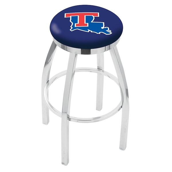 25" Chrome Louisiana Tech Swivel Bar Stool, Accent Ring