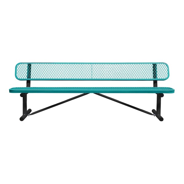 Portable, Bench with Back, 8ft., Teal