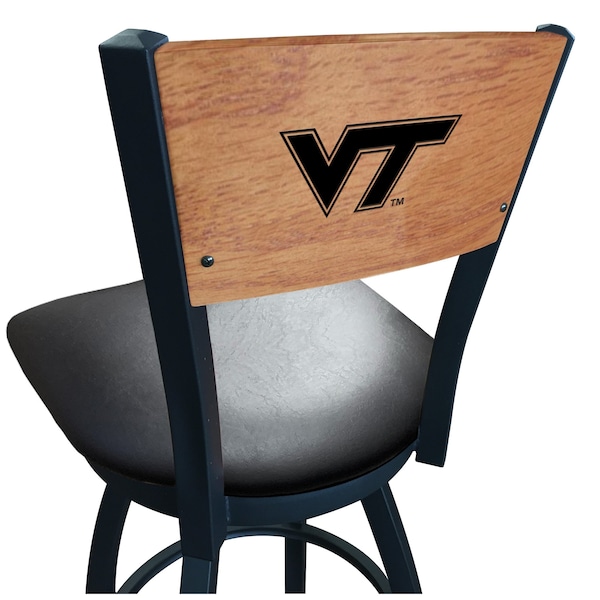 25" Blk Wrinkle Virginia Tech Swivel Bar Stool, Laser Engraved Back