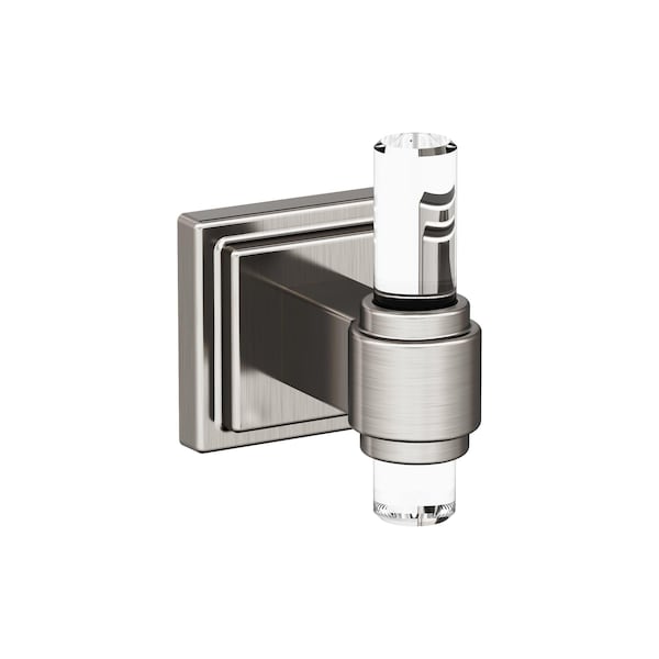 Glacio Clear/Brushed Nickel Contemporary Single Robe Hook
