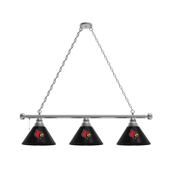 Louisville 3 Shade Billiard Light, Chrome Fixture