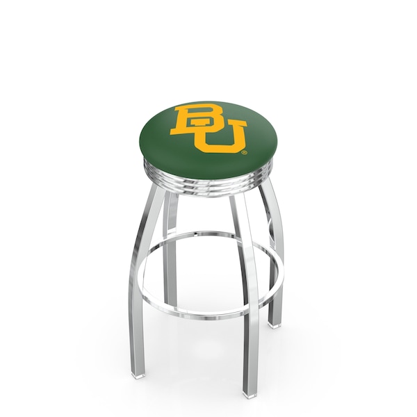 25" Chrome Baylor Swivel Bar Stool, Accent Ring