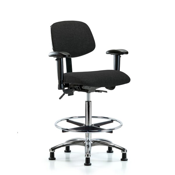 Chair, Fab, Hi Bench, Chr AA CF Glides, Blk, 6-Way Adjustable, 26" to 35-1/2" Height, Black